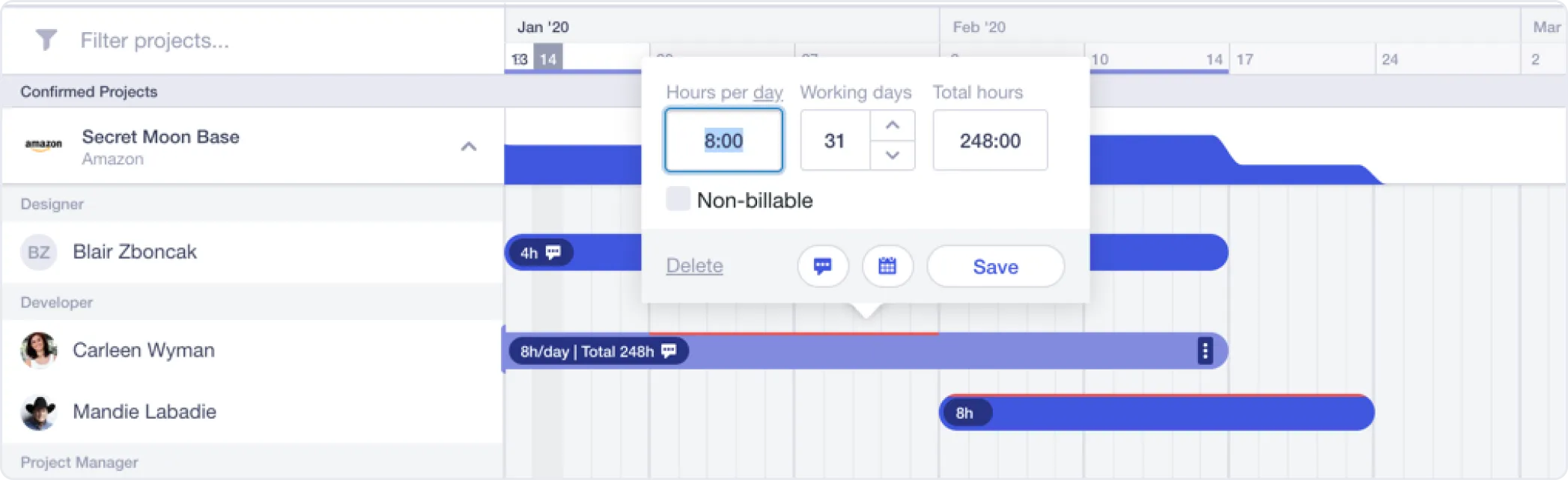 Screenshot of Runn's software